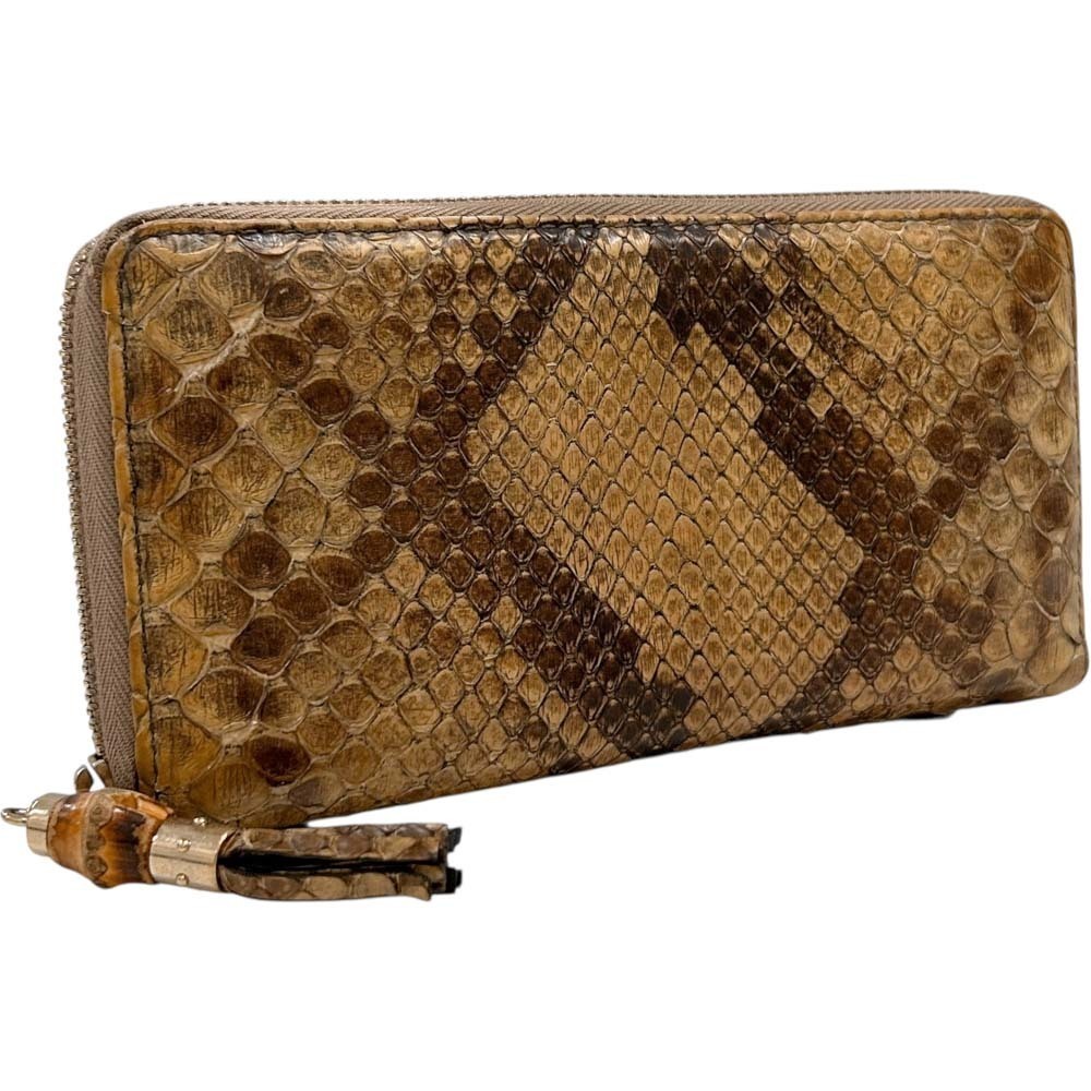 Gucci Python Zip Around Wallet Beige - image 1